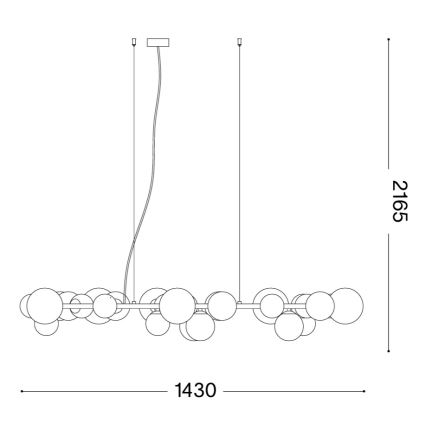 Ideal Lux - LED luster na sajli PERLAGE 30xG9/3W/230V 143 cm zlatna/bela