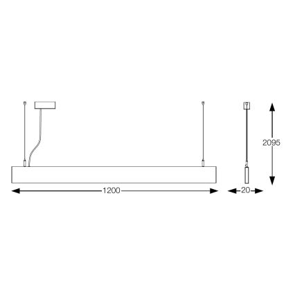 Ideal Lux - LED luster na sajli STEEL LED/29W/230V 3000K CRI 90 120 cm crna