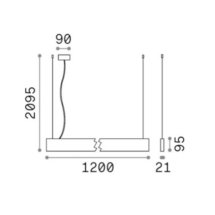 Ideal Lux - LED luster na sajli STEEL LED/29W/230V 3000K CRI 90 120 cm crna