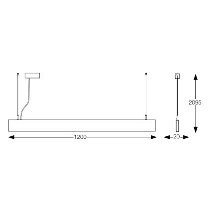 Ideal Lux - LED luster na sajli STEEL LED/29W/230V 4000K CRI 90 120 cm bela