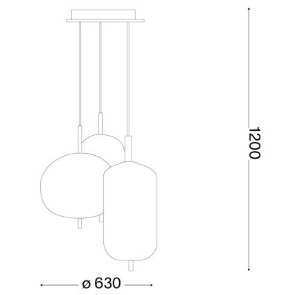 Ideal Lux - LED luster na sajli UMILE LED/55W/230V prečnik 63 cm CRI 90 mesing/bela