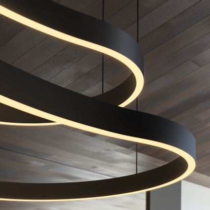 Ideal Lux - LED luster na sajli WAVES LED/45W/230V CRI 90 crna