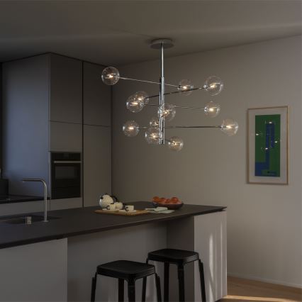 Ideal Lux - LED luster na stalku EQUINOXE 12xG4/2W/230V prečnik 124 cm sjajni hrom/prozirno