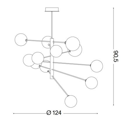 Ideal Lux - LED luster na stalku EQUINOXE 12xG4/2W/230V prečnik 124 cm sjajni hrom/prozirno