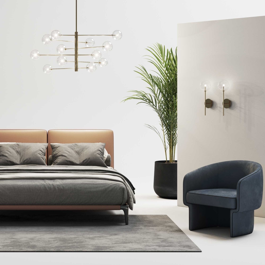 Ideal Lux - LED luster na stalku EQUINOXE 12xG4/2W/230V, prečnik 124 cm, mesing/prozirno