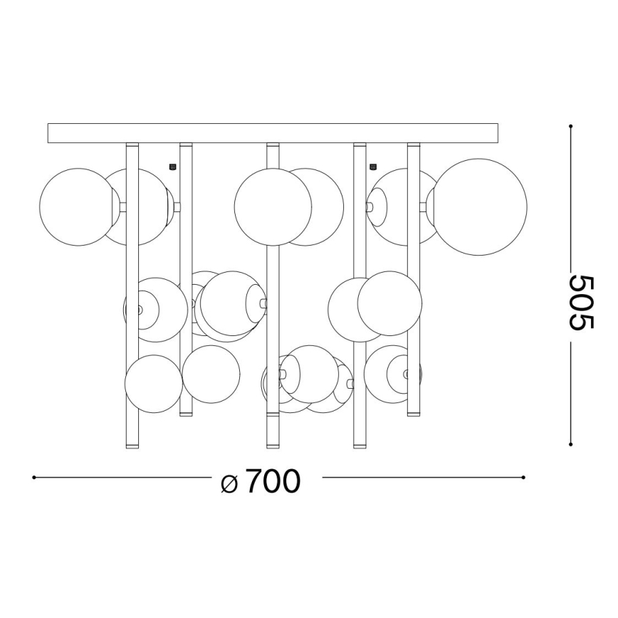 Ideal Lux - LED luster na šipci PERLAGE 18xG9/3W/230V prečnik 70 cm crna/zadimljeno crna
