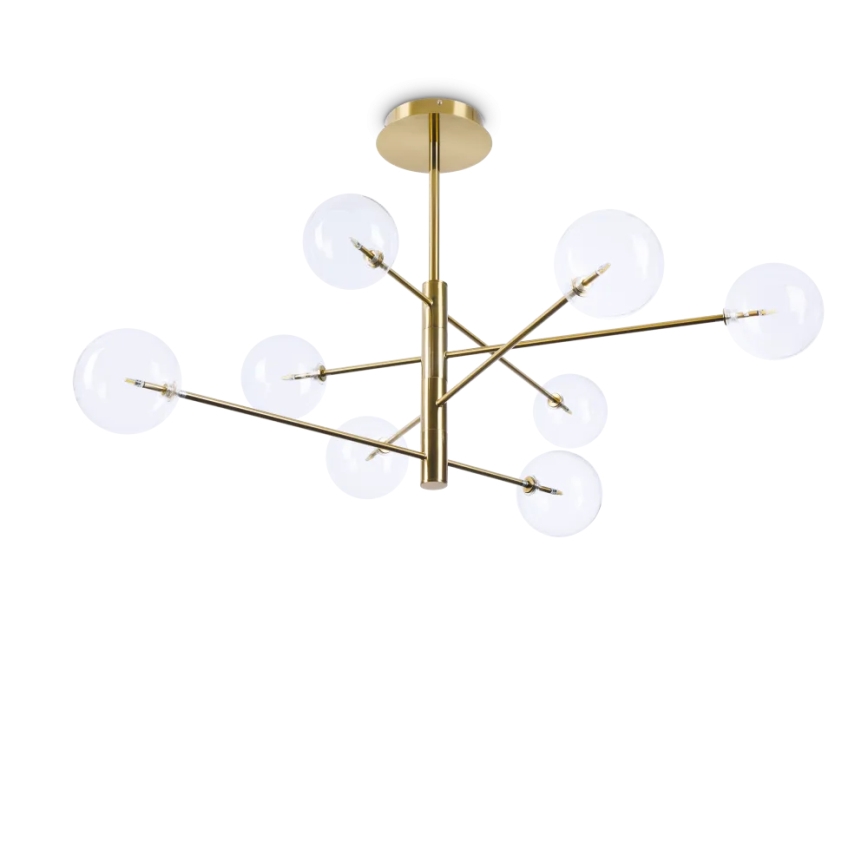 Ideal Lux - LED luster na štapu EQUINOXE 8xG4/2W/230V prečnika 128 cm mesing/prozirno
