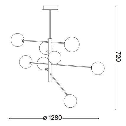 Ideal Lux - LED luster na štapu EQUINOXE 8xG4/2W/230V prečnika 128 cm mesing/prozirno