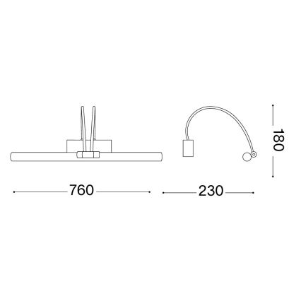 Ideal Lux - LED osvetljenje za slike BOW LED/8W/230V 76 cm CRI 90 mesing