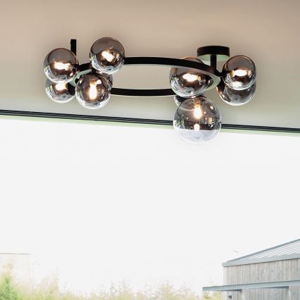 Ideal Lux - LED plafonski luster PERLAGE 10xG9/3W/230V Ø 70 cm crna/zadimljeno crna