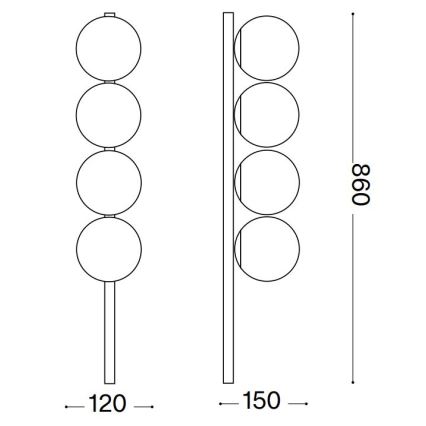 Ideal Lux - LED plafonsko svetlo BINOMIO 4xG9/3W/230V crno