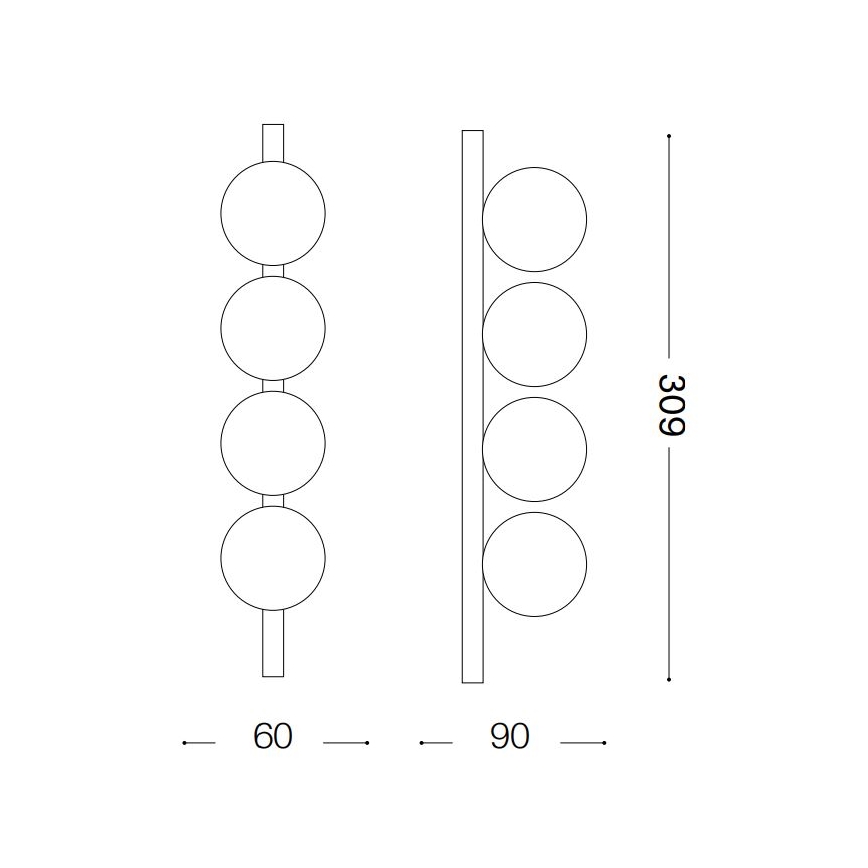 Ideal Lux - LED plafonsko svetlo PING PONG 4xLED/3W/230V CRI 90 crna