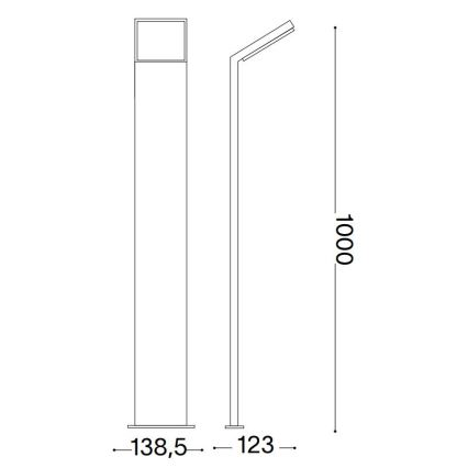 Ideal Lux- LED spoljna lampa STYLE LED/8,5W/230V 4000K 100 cm CRI 90 IP54 crna