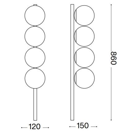 Ideal Lux - LED stropna svetiljka BINOMIO 4xG9/3W/230V zlatna