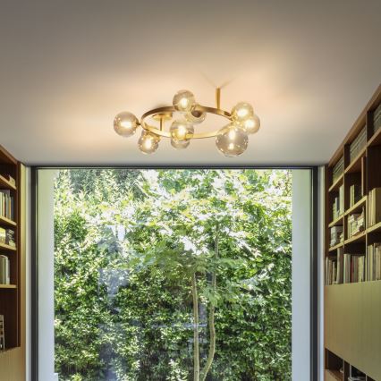 Ideal Lux - LED plafonski luster PERLAGE 10xG9/3W/230V prečnik 70 cm zlatna/zadimljeno bež