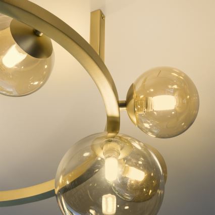 Ideal Lux - LED plafonski luster PERLAGE 10xG9/3W/230V prečnik 70 cm zlatna/zadimljeno bež