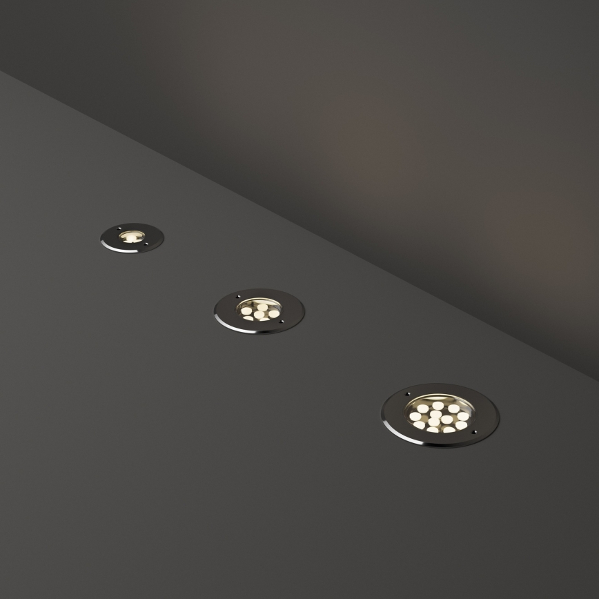 Ideal Lux - LED ugradno podno svetlo FLOOR LED/3W/230V, prečnik 9 cm, CRI 90, IP67, sjajni hrom