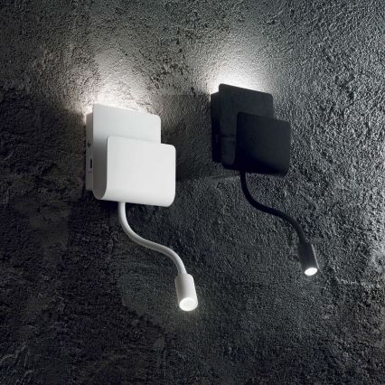 Ideal Lux - LED zidno usmereno svetlo sa fleksibilnom lampicom PROBE LED/9,5W/230V USB CRI 90 bela