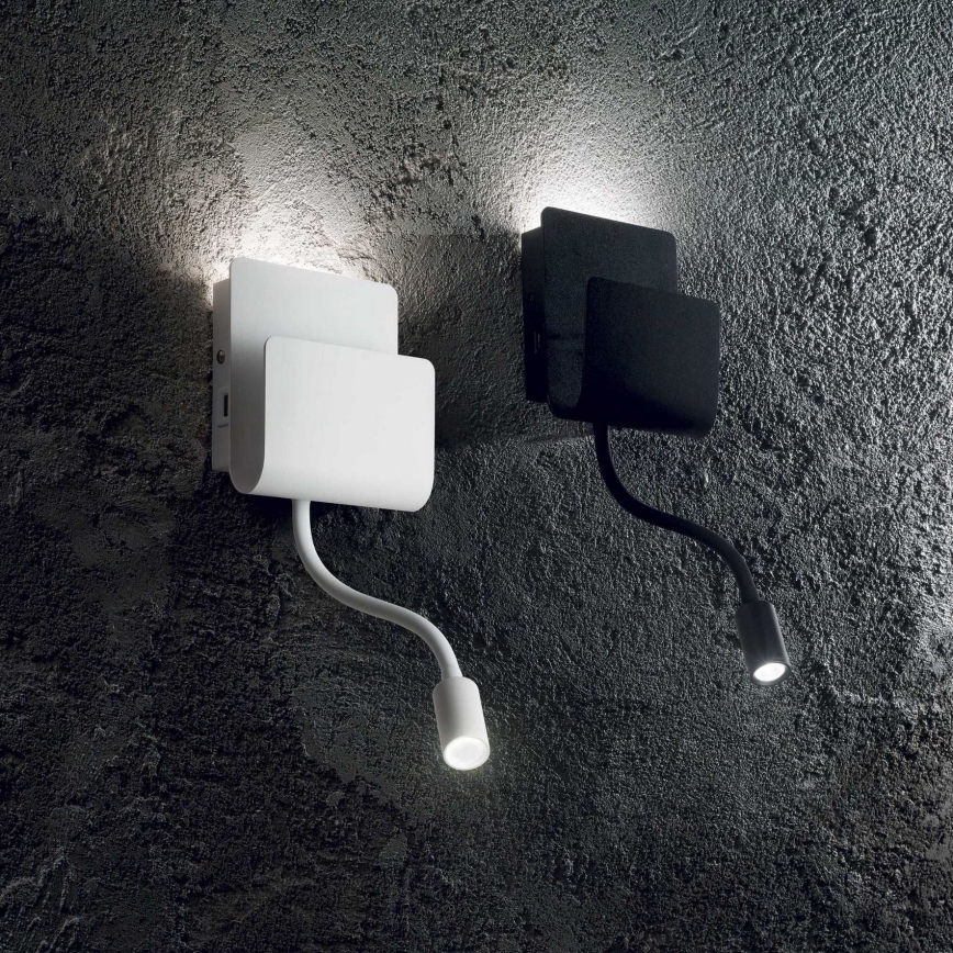 Ideal Lux - LED zidno usmereno svetlo sa fleksibilnom lampicom PROBE LED/9,5W/230V USB CRI 90 bela