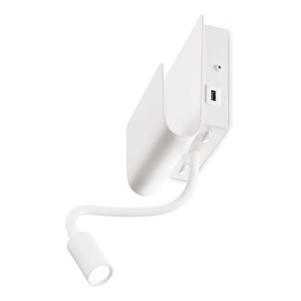 Ideal Lux - LED zidno usmereno svetlo sa fleksibilnom lampicom PROBE LED/9,5W/230V USB CRI 90 bela