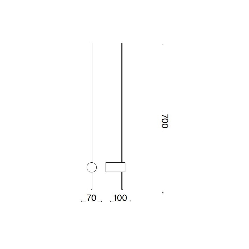 Ideal Lux - LED zidna svetiljka ESSENCE LED/12W/230V 4000K 70 cm CRI 90 crna