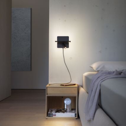 Ideal Lux - LED zidno spot svetlo PIANO LED/10W/230V CRI 90 USB crna