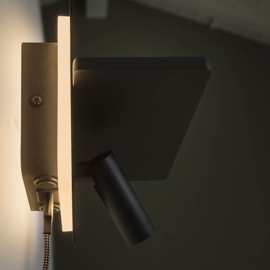 Ideal Lux - LED zidno spot svetlo PIANO LED/10W/230V CRI 90 USB crna