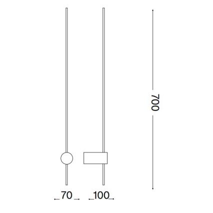Ideal Lux - LED zidno svetilo ESSENCE LED/12W/230V 2700K 70 cm CRI 90 crno