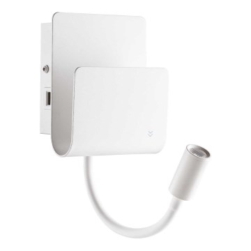 Ideal Lux - LED zidno usmereno svetlo sa fleksibilnom lampicom PROBE LED/9,5W/230V USB CRI 90 bela