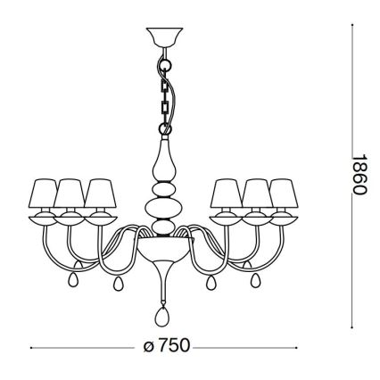 Ideal Lux - Luster na lancu BLANCHE 6xE14/40W/230V prečnik 75 cm bela