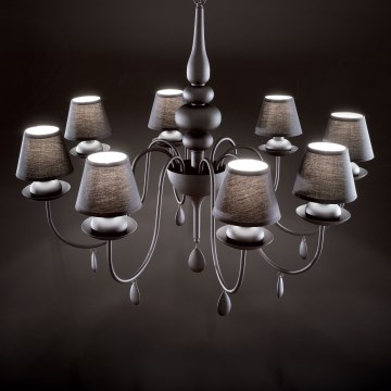 Ideal Lux - Luster na lancu BLANCHE 8xE14/40W/230V, prečnik 92 cm, crne boje