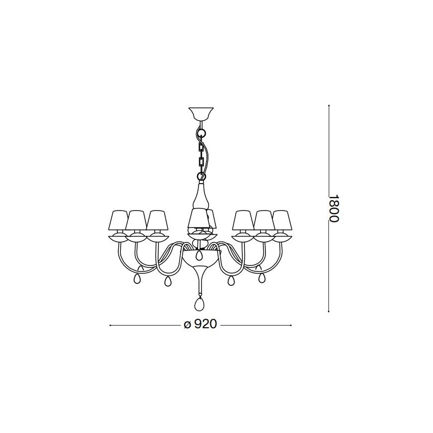 Ideal Lux - Luster na lancu BLANCHE 8xE14/40W/230V, prečnik 92 cm, crne boje