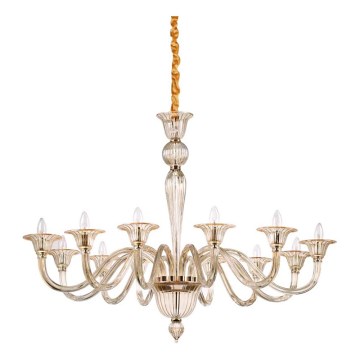 Ideal Lux - Luster na lancu BRIGITTA, 12 x E14 (maks. 40 W), 230 V, prečnik 120 cm, mesing