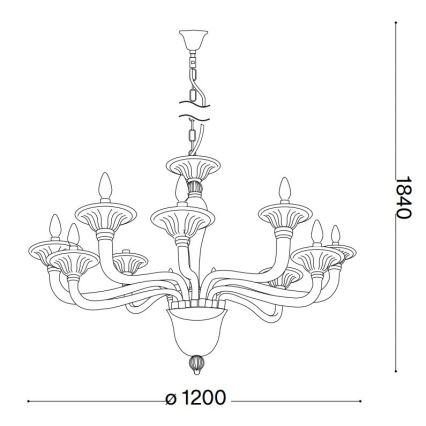 Ideal Lux - Luster na lancu BRIGITTA, 12 x E14 (maks. 40 W), 230 V, prečnik 120 cm, mesing