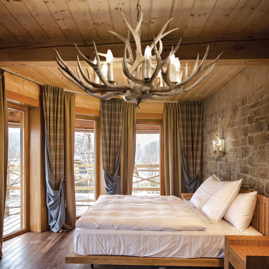 Ideal Lux - Luster na lancu CHALET 8xE14/40W/230V u obliku rogova
