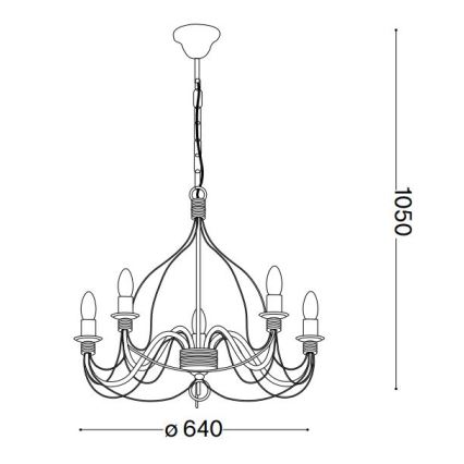 Ideal Lux - Luster na lancu CORTE 5xE14/40W/230V prečnik 54 cm bakar