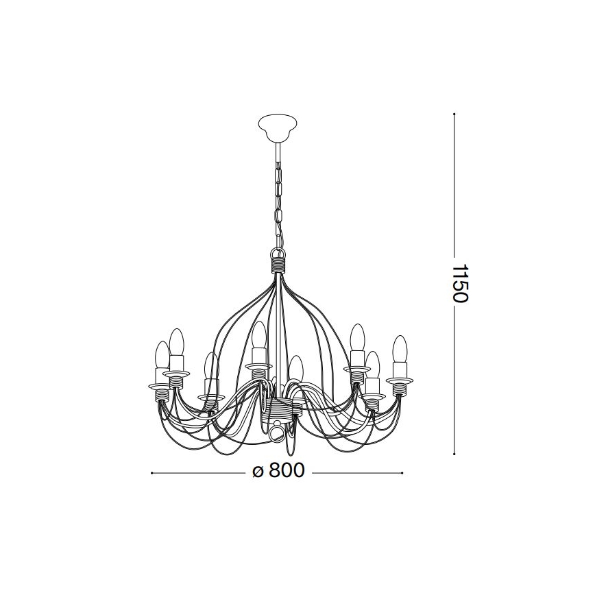 Ideal Lux - Luster na lancu CORTE 8xE14/40W/230V fi 80 cm bakar