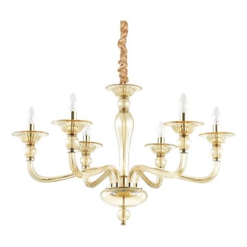 Ideal Lux - Luster na lancu DANIELI 6xE14/40W/230V, prečnik 85 cm, mesing