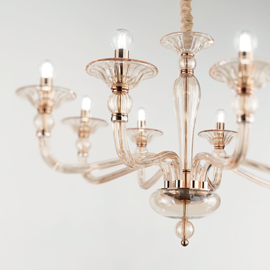 Ideal Lux - Luster na lancu DANIELI 6xE14/40W/230V, prečnik 85 cm, mesing