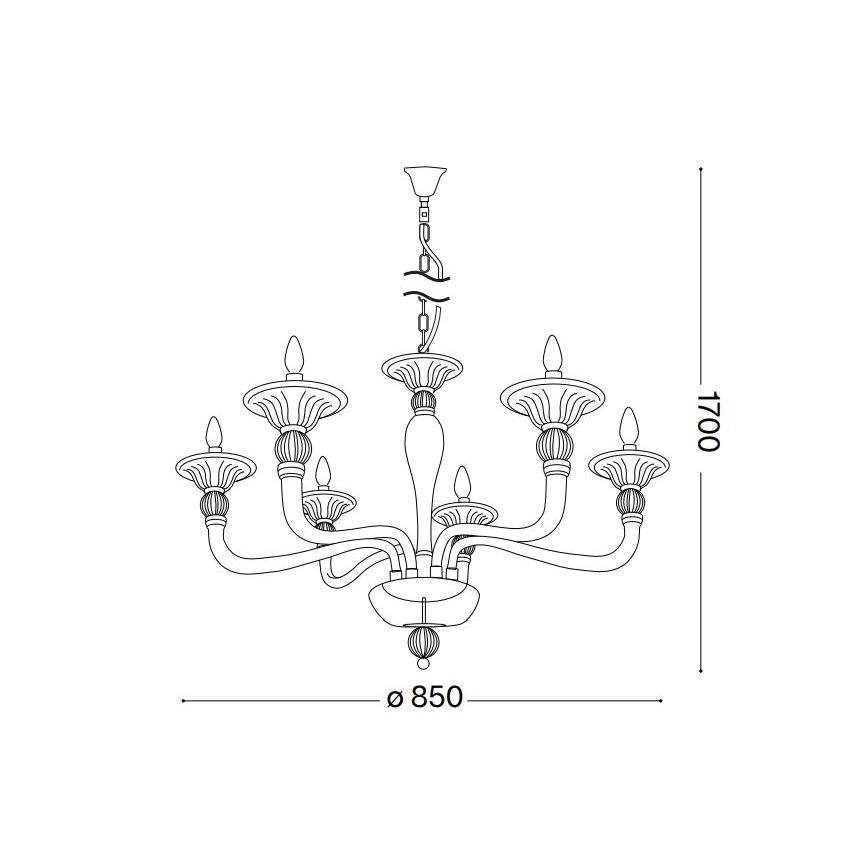 Ideal Lux - Luster na lancu DANIELI 6xE14/40W/230V, prečnik 85 cm, mesing
