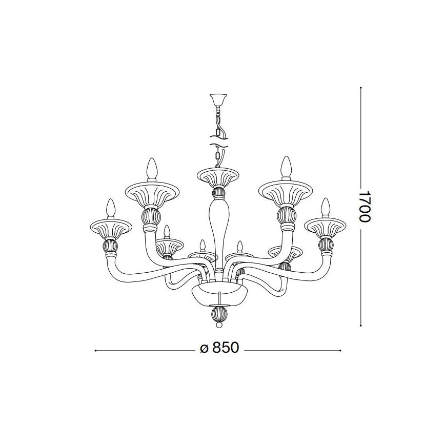 Ideal Lux - Luster na lancu DANIELI 8xE14/40W/230V prečnik 85 cm mesing