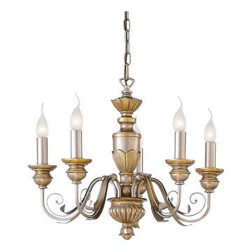 Ideal Lux - Luster na lancu FIRENZE 5xE14/40W/230V prečnik 55 cm zlatna