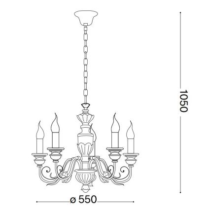 Ideal Lux - Luster na lancu FIRENZE 5xE14/40W/230V prečnik 55 cm zlatna
