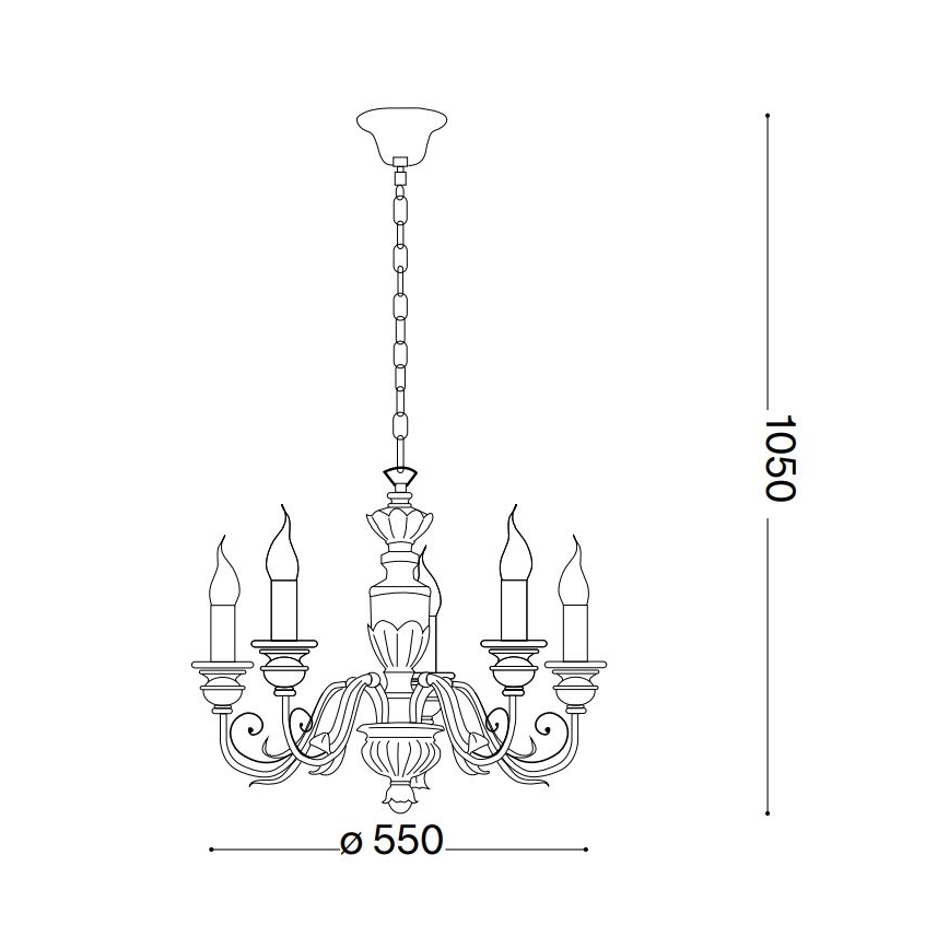 Ideal Lux - Luster na lancu FIRENZE 5xE14/40W/230V prečnik 55 cm zlatna