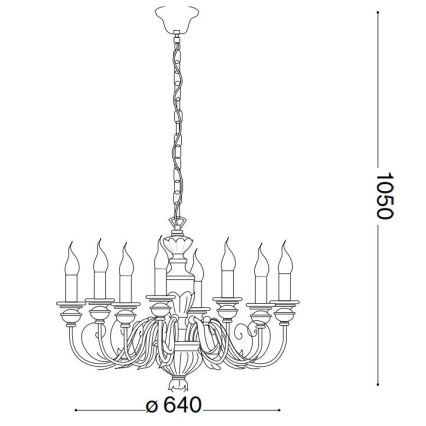 Ideal Lux - Luster na lancu FIRENZE 8xE14/40W/230V prečnik 64 cm bela/zlatna