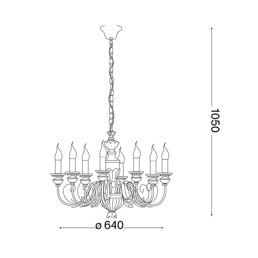 Ideal Lux - Luster na lancu FIRENZE 8xE14/40W/230V Ø 64 cm zlatni