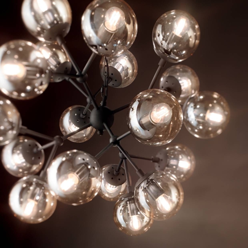 Ideal Lux - Luster na lancu KEPLER 18xE27/42W/230V prečnik 69 cm crna/dimljena