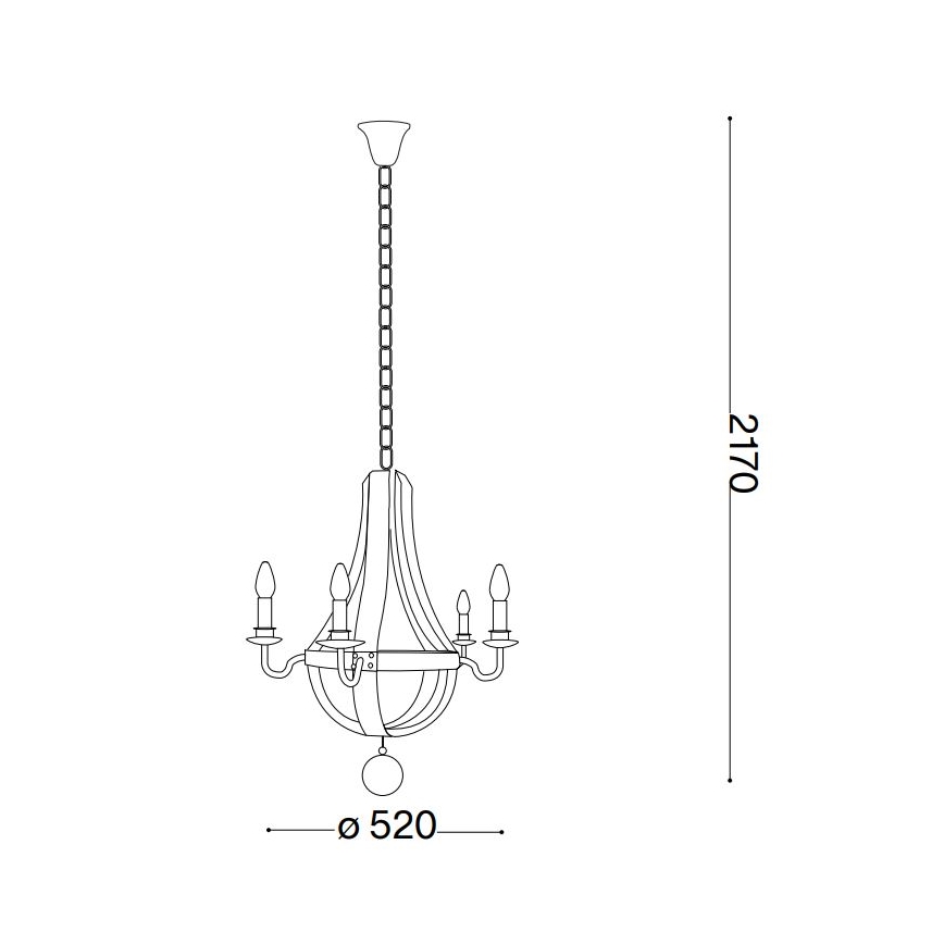 Ideal Lux - Luster na lancu MILLENNIUM 5xE14/40W/230V Ø 52 cm breza/braon