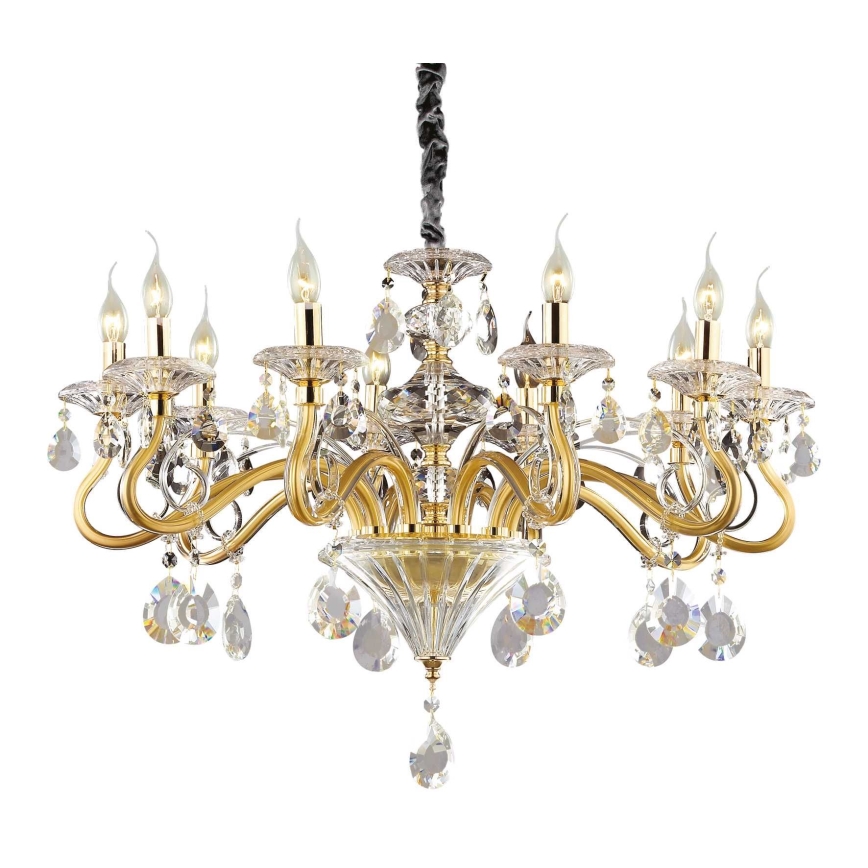 Ideal Lux - Kristalni luster na lancu NEGRESCO 10xE14/28W/230V prečnik 85 cm zlatna