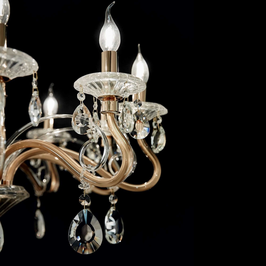 Ideal Lux - Kristalni luster na lancu NEGRESCO 10xE14/28W/230V prečnik 85 cm zlatna